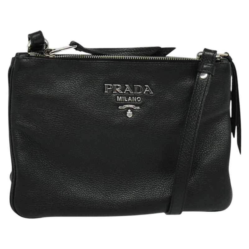 【日本直送】PRADA 單肩包 皮革 黑色 銀色 正品 138225-0