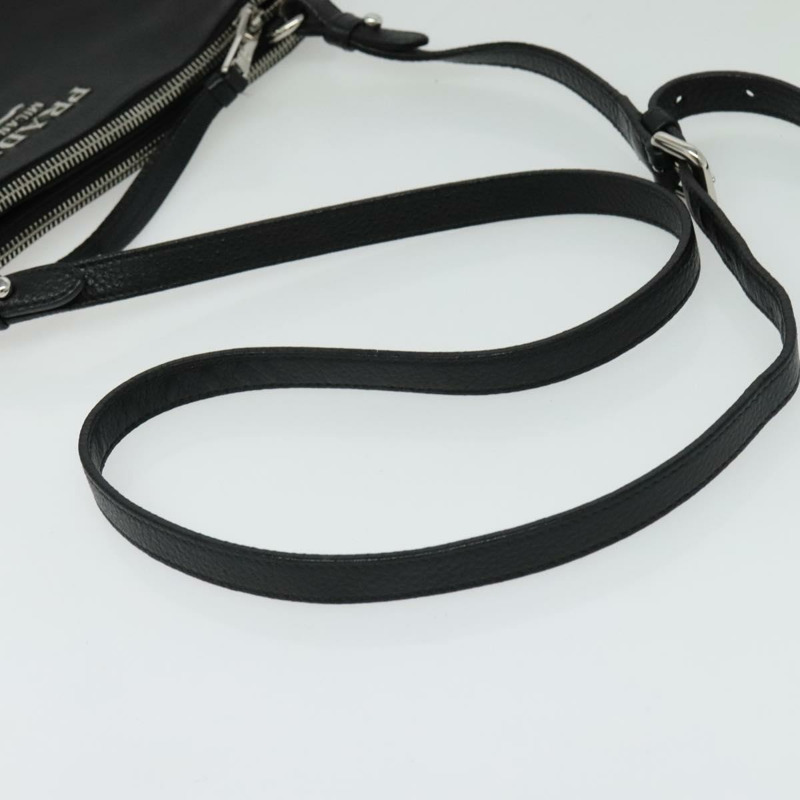 【日本直送】PRADA 單肩包 皮革 黑色 銀色 正品 138225-6