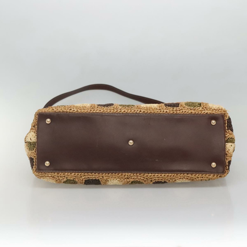 【日本直送】Salvatore Ferragamo Gancini 托特包 拉菲草皮革 棕金色 正品 138356-4