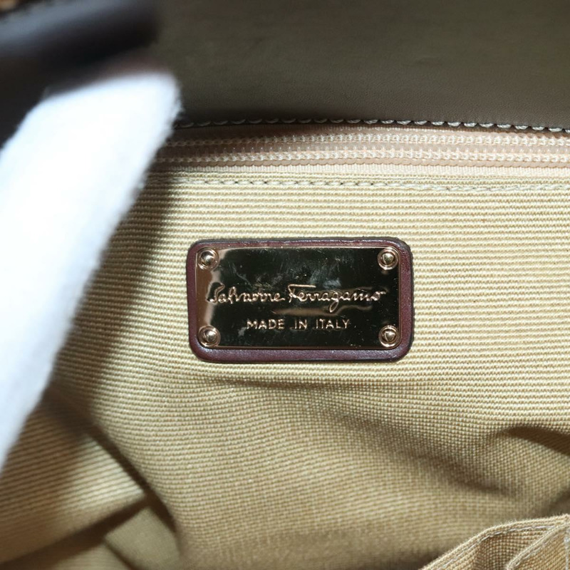 【日本直送】Salvatore Ferragamo Gancini 托特包 拉菲草皮革 棕金色 正品 138356-18