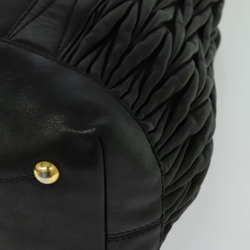 【日本直送】Miu Miu Matelasse 手提包 皮革 黑金 正品 138538-13