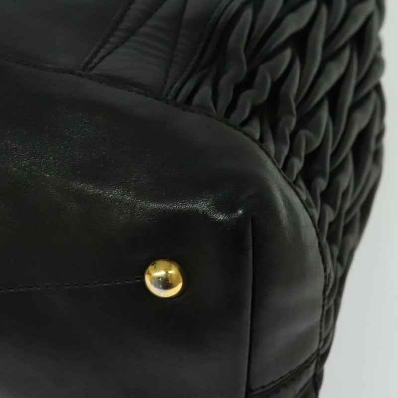 【日本直送】Miu Miu Matelasse 手提包 皮革 黑金 正品 138538-15