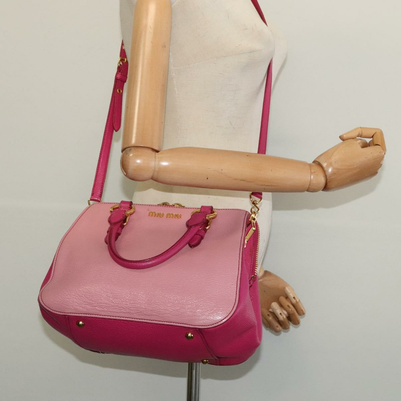 【日本直送】Miu Miu 手提包 皮革 兩用 粉金配色 正品 138545-23
