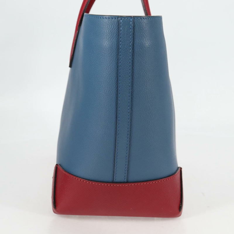 【日本直送】愛馬仕 Maxi Box Cabas 30 手提包 皮革 藍色 銀色 正品 138569V-4