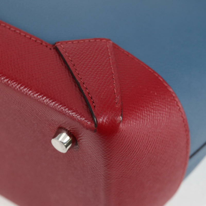 【日本直送】愛馬仕 Maxi Box Cabas 30 手提包 皮革 藍色 銀色 正品 138569V-12