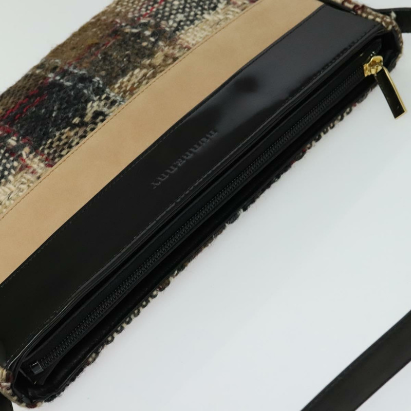 【日本直送】BURBERRY Nova 格紋單肩包 羊毛 棕金色 正品 138465-5