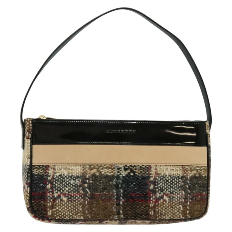 【日本直送】BURBERRY Nova 格紋單肩包 羊毛 棕金色 正品 138465-12