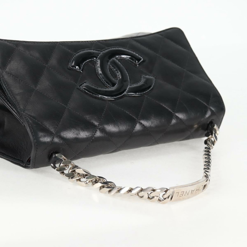 【日本直送】香奈兒鏈條手提包，羊皮材質，黑色銀色雙C標誌，正品編號138566A-5