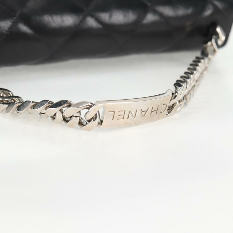 【日本直送】香奈兒鏈條手提包，羊皮材質，黑色銀色雙C標誌，正品編號138566A-6