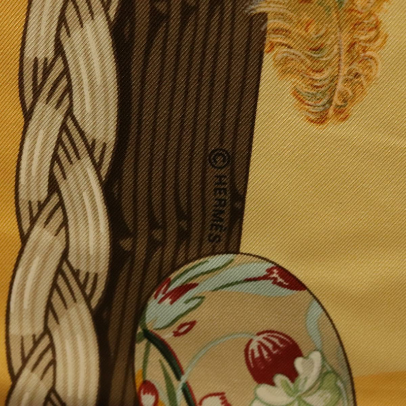 【日本直送】HERMES Carre 90 圍巾「COUVEE D'HERMES」絲綢黃色正品 139210-11