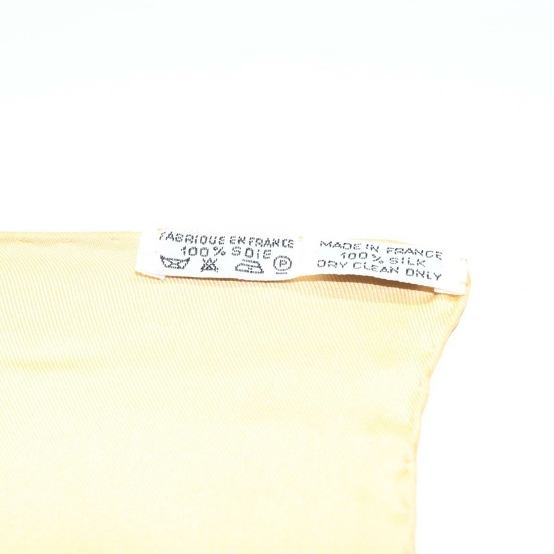 【日本直送】HERMES Carre 90 圍巾「COUVEE D'HERMES」絲綢黃色正品 139210-13