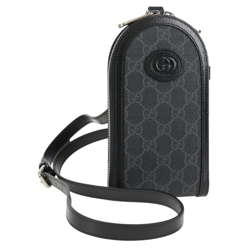 【日本直送】GUCCI GG Supreme 單肩包 PVC 黑色銀色 724357 正品 138571M-0