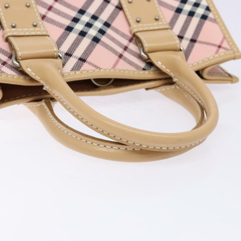 【日本直送】BURBERRY Nova 格紋藍標手提包帆布粉紅銀色正品 138836-6