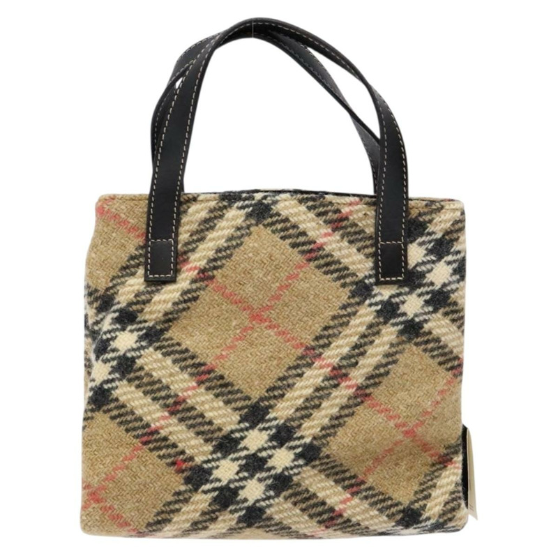 【日本直送】BURBERRY Nova 格紋手提包 羊毛 米色金色 正品 138834-1