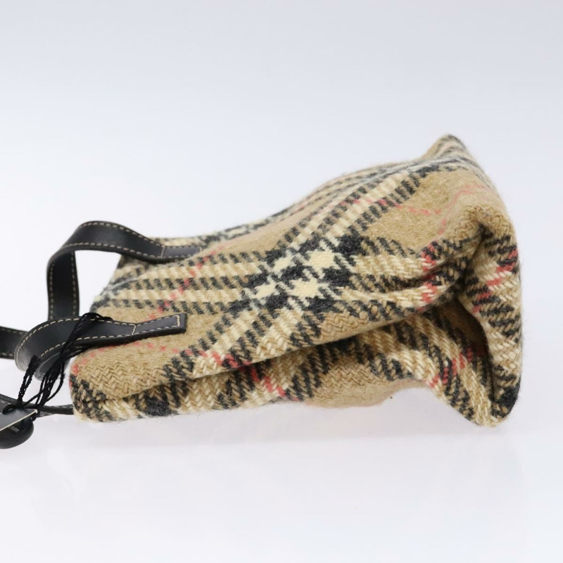 【日本直送】BURBERRY Nova 格紋手提包 羊毛 米色金色 正品 138834-3