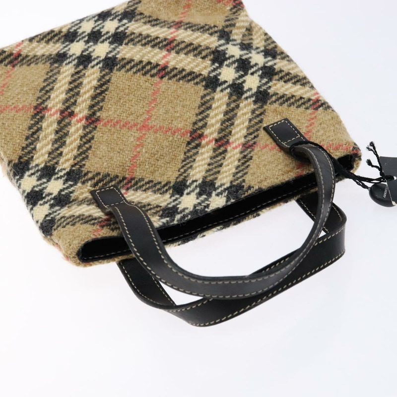 【日本直送】BURBERRY Nova 格紋手提包 羊毛 米色金色 正品 138834-5