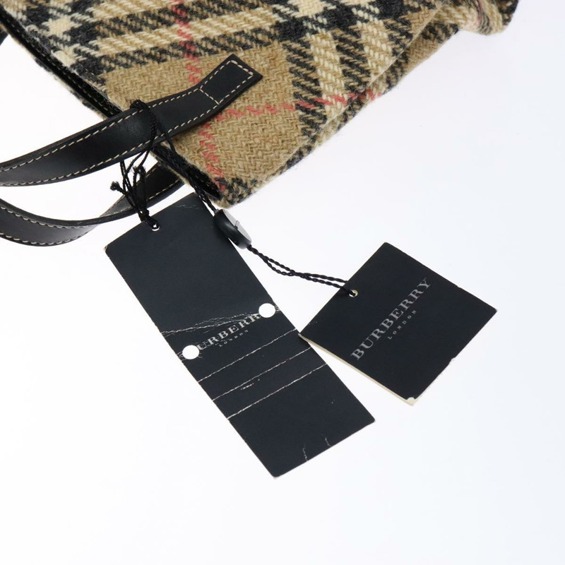 【日本直送】BURBERRY Nova 格紋手提包 羊毛 米色金色 正品 138834-9