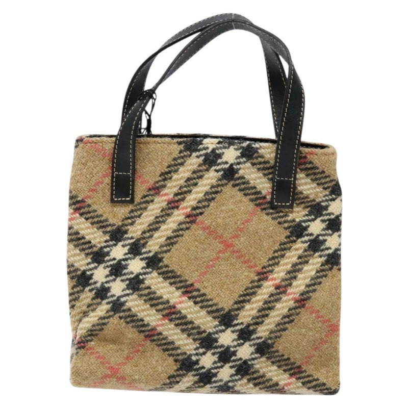 【日本直送】BURBERRY Nova 格紋手提包 羊毛 米色金色 正品 138834-12
