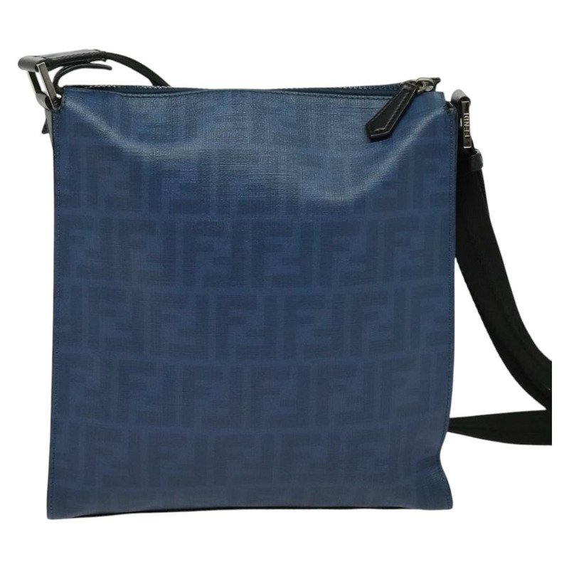 【日本直送】FENDI Zucca 帆布單肩包 PVC 藍色銀色 正品 bs28711-1