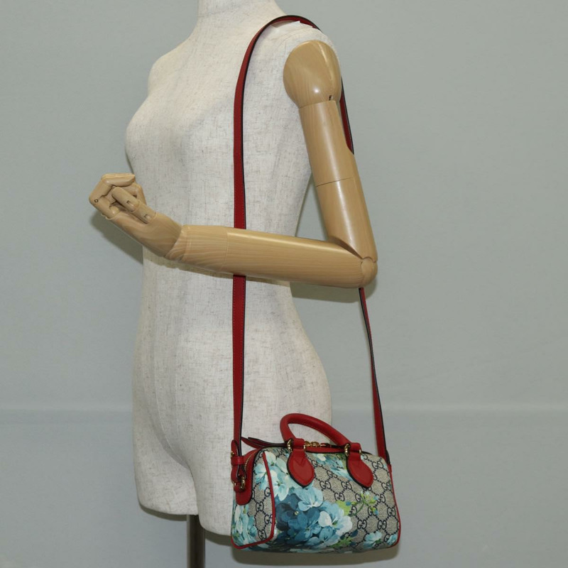 【日本直送】GUCCI GG Supreme Blooms 波士頓包 PVC Outlet 2way 紅金 546312 正品 yk19119A-20
