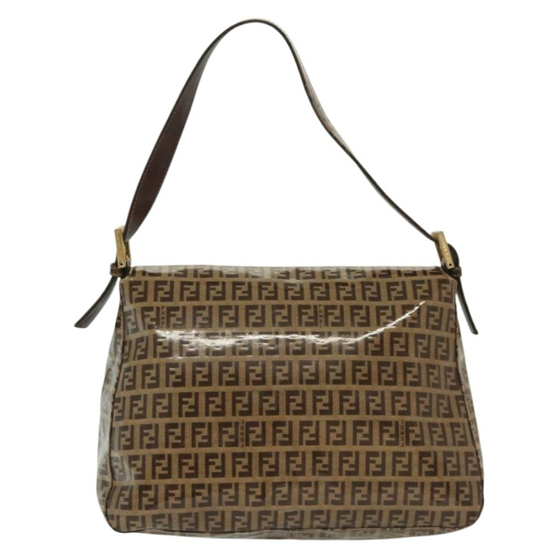 【日本直送】FENDI Zucchino 帆布 Mamma Baguette 包，塗佈帆布，黑色/棕色，正品 139412-1