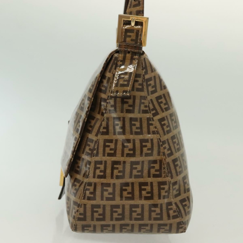 【日本直送】FENDI Zucchino 帆布 Mamma Baguette 包，塗佈帆布，黑色/棕色，正品 139412-2