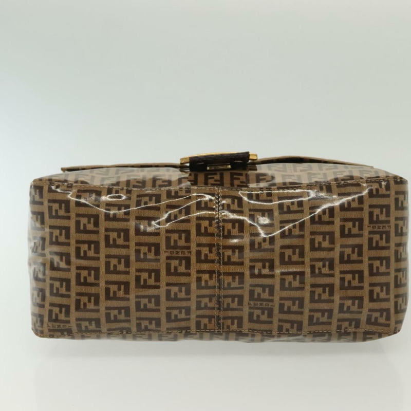 【日本直送】FENDI Zucchino 帆布 Mamma Baguette 包，塗佈帆布，黑色/棕色，正品 139412-4