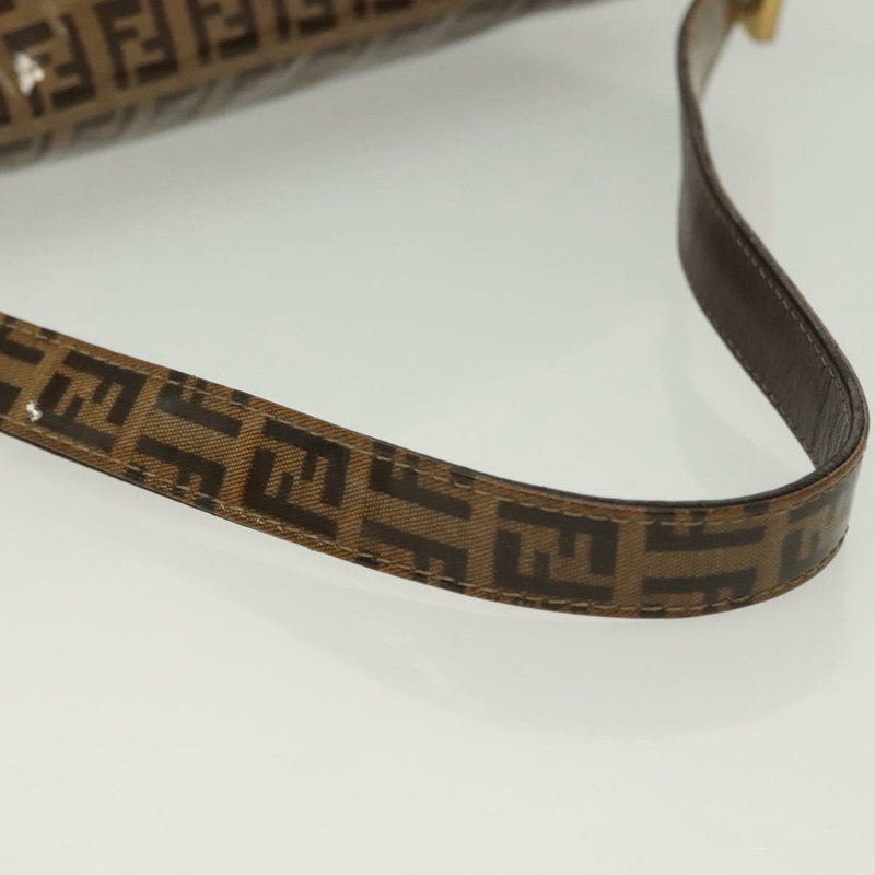 【日本直送】FENDI Zucchino 帆布 Mamma Baguette 包，塗佈帆布，黑色/棕色，正品 139412-6