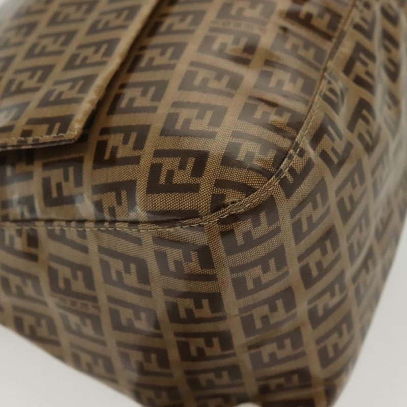 【日本直送】FENDI Zucchino 帆布 Mamma Baguette 包，塗佈帆布，黑色/棕色，正品 139412-8