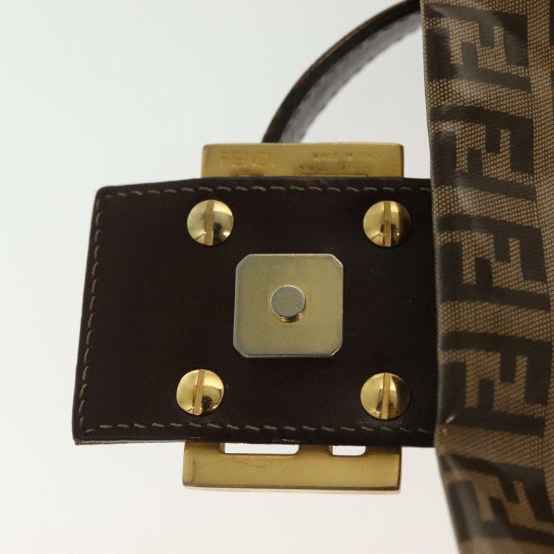 【日本直送】FENDI Zucchino 帆布 Mamma Baguette 包，塗佈帆布，黑色/棕色，正品 139412-9