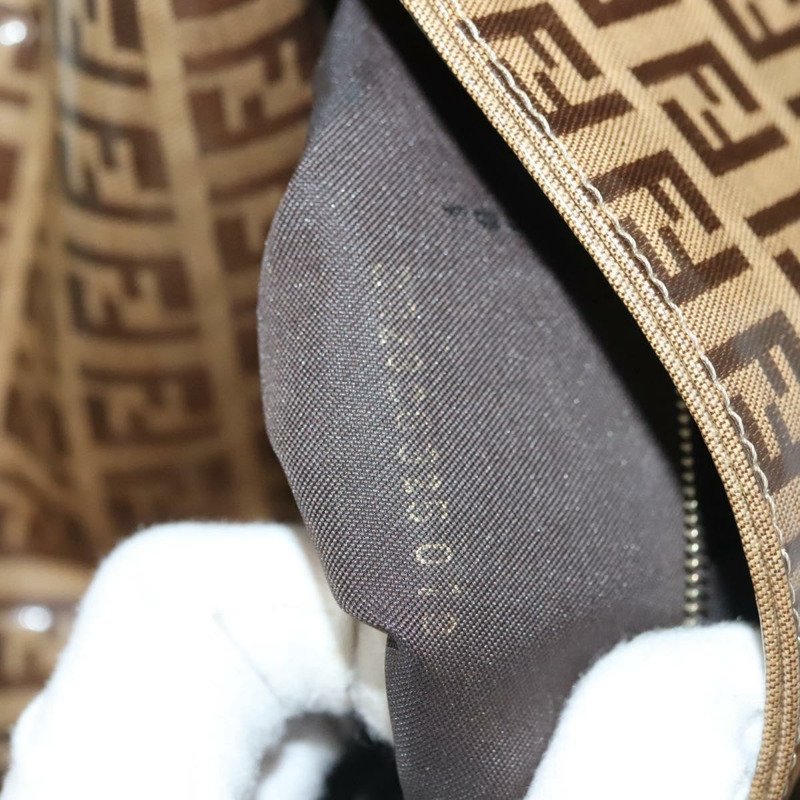 【日本直送】FENDI Zucchino 帆布 Mamma Baguette 包，塗佈帆布，黑色/棕色，正品 139412-11