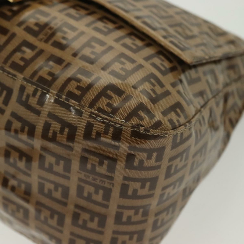 【日本直送】FENDI Zucchino 帆布 Mamma Baguette 包，塗佈帆布，黑色/棕色，正品 139412-13