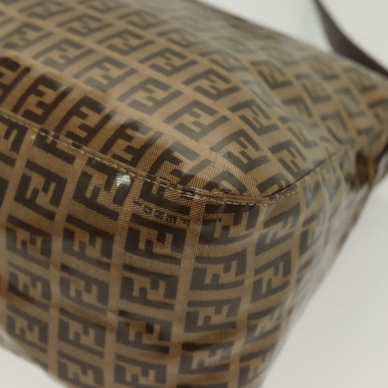 【日本直送】FENDI Zucchino 帆布 Mamma Baguette 包，塗佈帆布，黑色/棕色，正品 139412-15