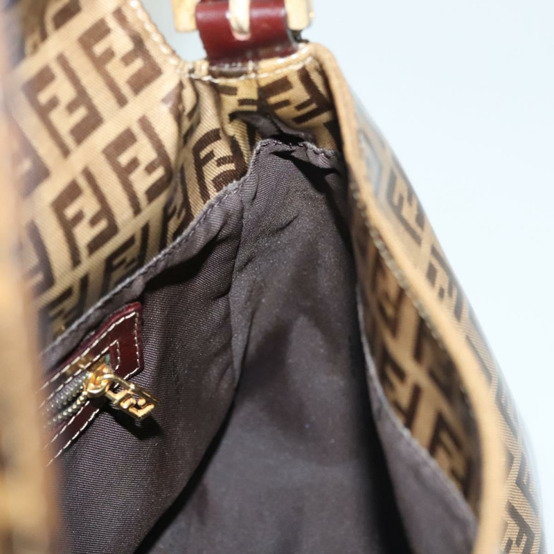 【日本直送】FENDI Zucchino 帆布 Mamma Baguette 包，塗佈帆布，黑色/棕色，正品 139412-21