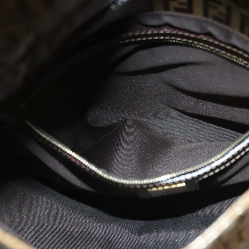 【日本直送】FENDI Zucchino 帆布 Mamma Baguette 包，塗佈帆布，黑色/棕色，正品 139412-22