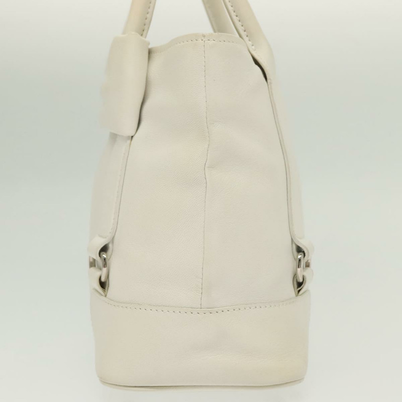 【日本直送】Salvatore Ferragamo Vala 手提包 皮革 白銀 正品 139276-2