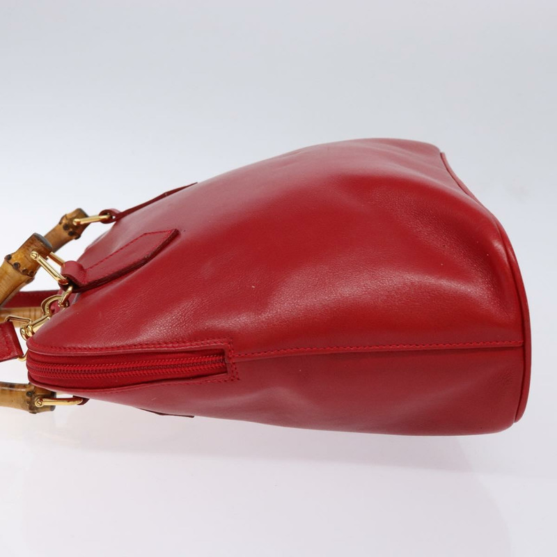 【日本直送】GUCCI 竹節手提包 皮革 2 向 紅金色 000 2214 0289 正品 139463-4