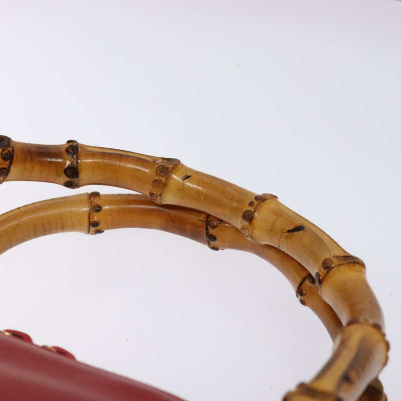 【日本直送】GUCCI 竹節手提包 皮革 2 向 紅金色 000 2214 0289 正品 139463-7