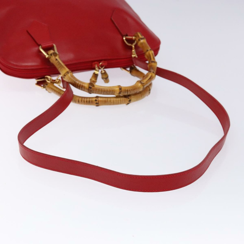【日本直送】GUCCI 竹節手提包 皮革 2 向 紅金色 000 2214 0289 正品 139463-8