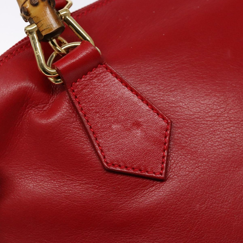 【日本直送】GUCCI 竹節手提包 皮革 2 向 紅金色 000 2214 0289 正品 139463-15