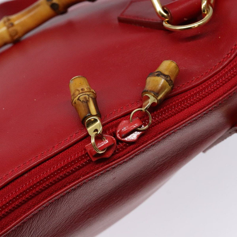 【日本直送】GUCCI 竹節手提包 皮革 2 向 紅金色 000 2214 0289 正品 139463-16
