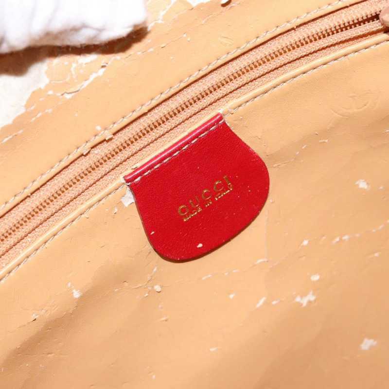 【日本直送】GUCCI 竹節手提包 皮革 2 向 紅金色 000 2214 0289 正品 139463-17