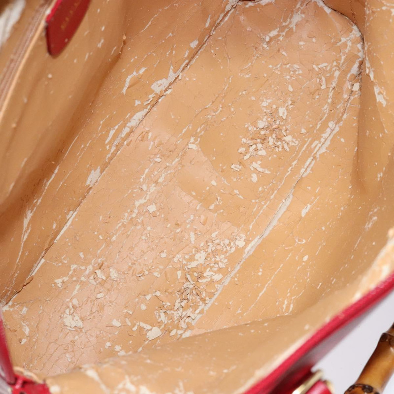 【日本直送】GUCCI 竹節手提包 皮革 2 向 紅金色 000 2214 0289 正品 139463-18