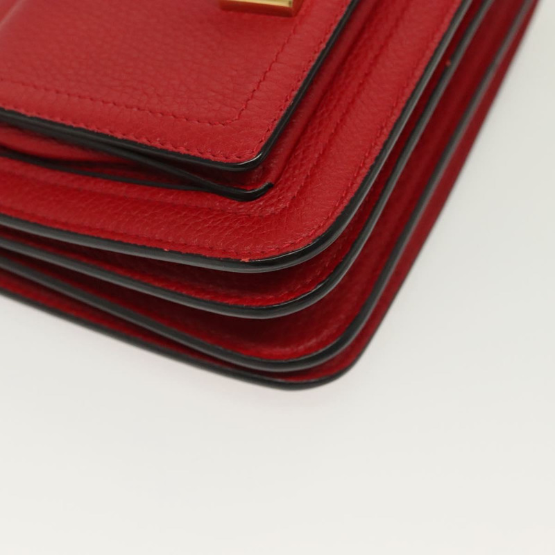 【日本直送】Salvatore Ferragamo 鏈條 Vala 單肩包 皮革 紅金 正品 138878-7