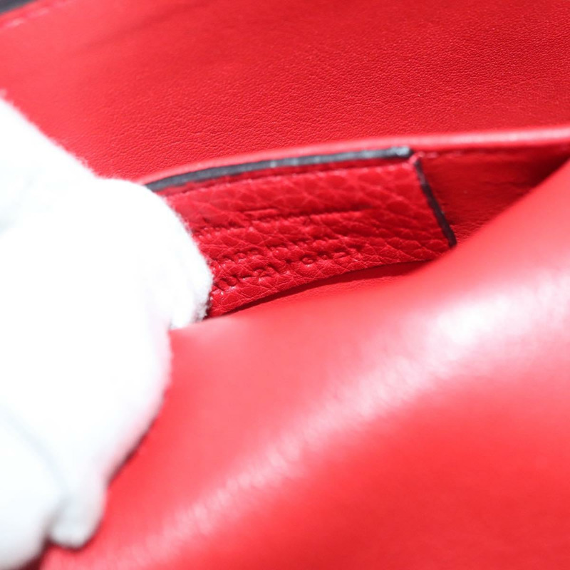 【日本直送】Salvatore Ferragamo 鏈條 Vala 單肩包 皮革 紅金 正品 138878-11