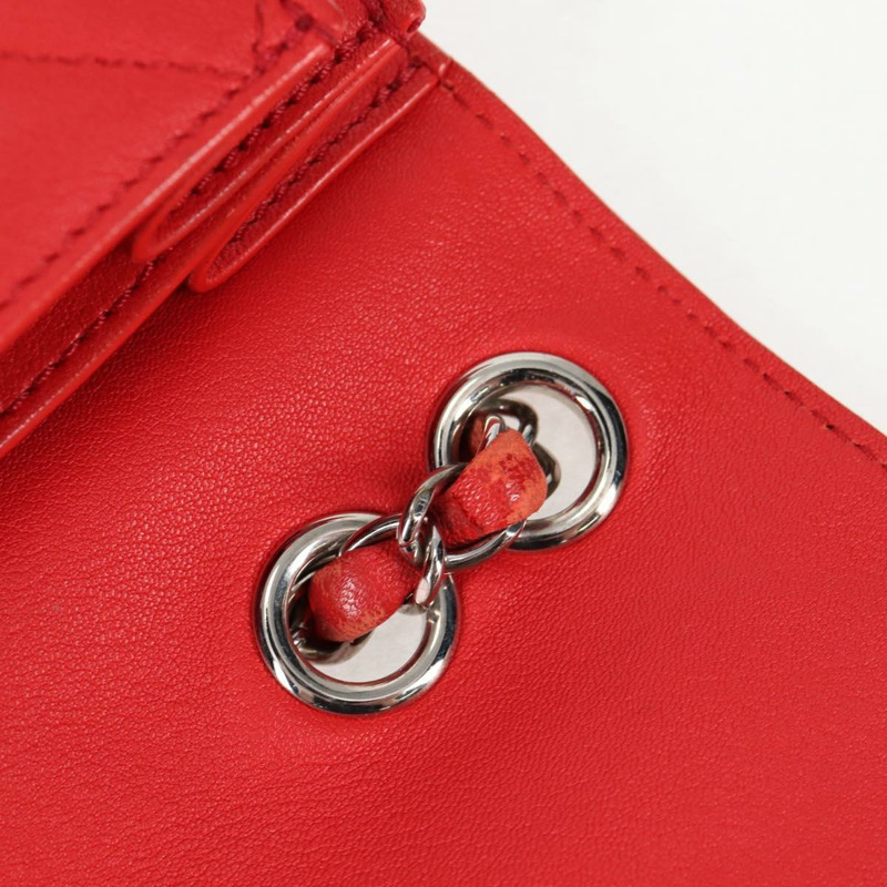 【日本直送】香奈兒 Matelasse 鏈條單肩包 皮革 紅色 銀色 CC 正品 138980A-19