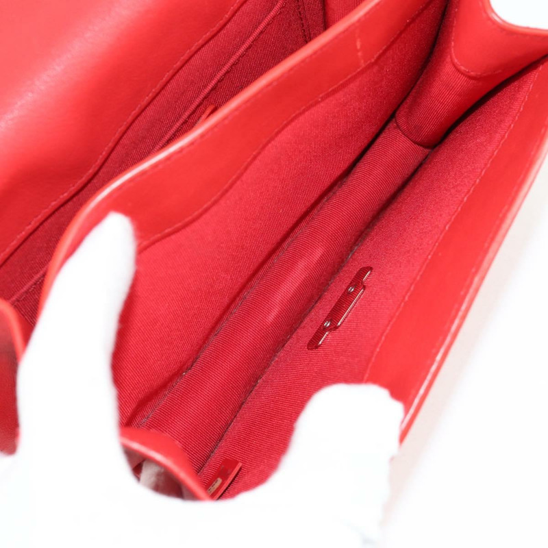 【日本直送】香奈兒 Matelasse 鏈條單肩包 皮革 紅色 銀色 CC 正品 138980A-23