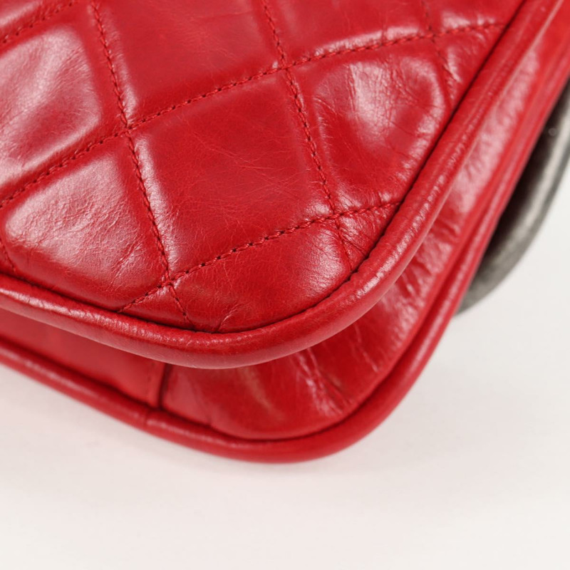 【日本直送】香奈兒 Matelasse 鏈條單肩包 皮革 紅色 銀色 CC 正品 138982A-17