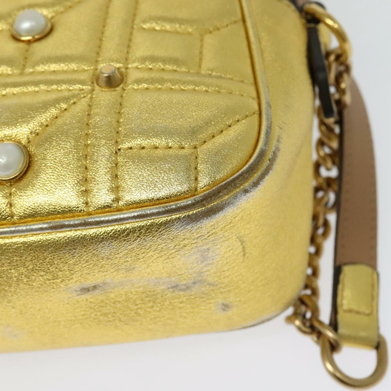 【日本直送】GUCCI GG Marmont 小號相機包鏈條包皮革金色 447632 正品 138001-12
