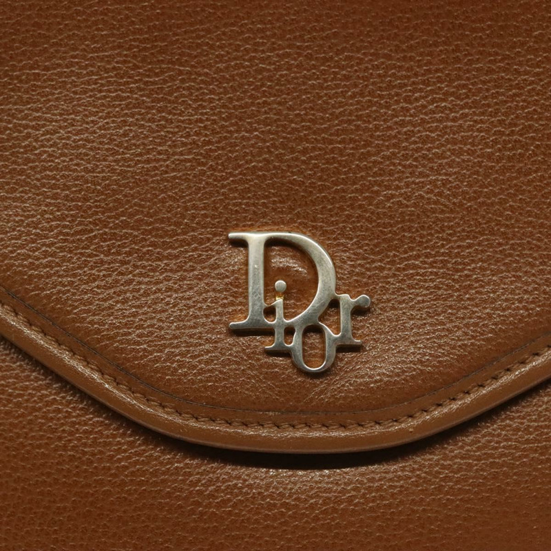 【日本直送】Christian Dior 鏈條肩背包 皮革 棕色 金色 正品 137909-13